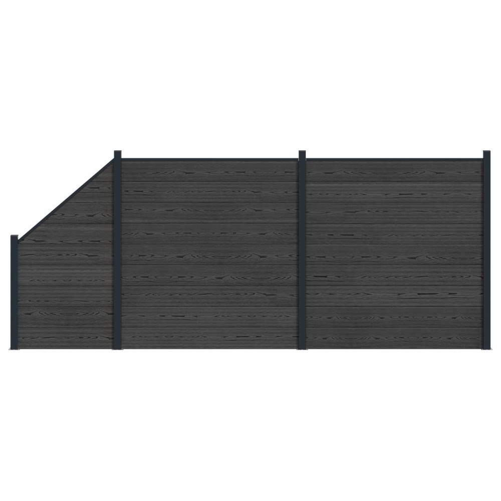 vidaXL Stängselpanel 3 pcs WPC och aluminium Svart