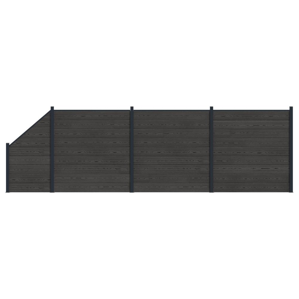 vidaXL Stängselpanel 4 pcs WPC och aluminium Svart