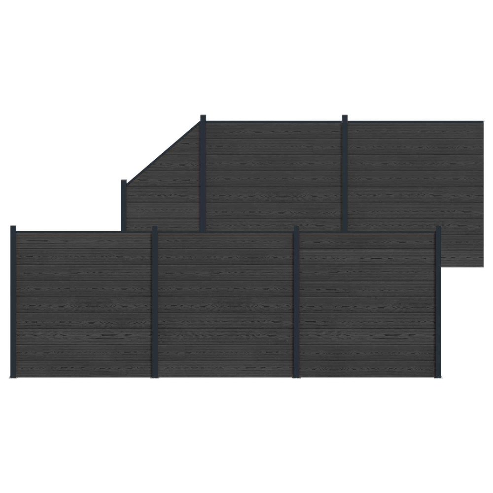 vidaXL Stängselpanel 6 pcs WPC och aluminium Svart