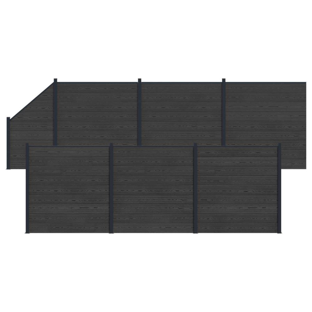 vidaXL Stängselpanel 7 pcs WPC och aluminium Svart