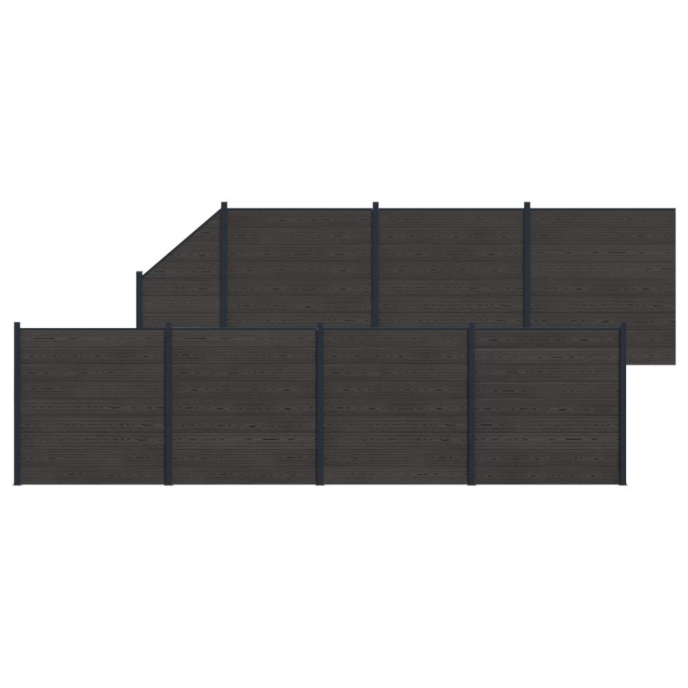 vidaXL Stängselpanel 8 pcs WPC och aluminium Svart