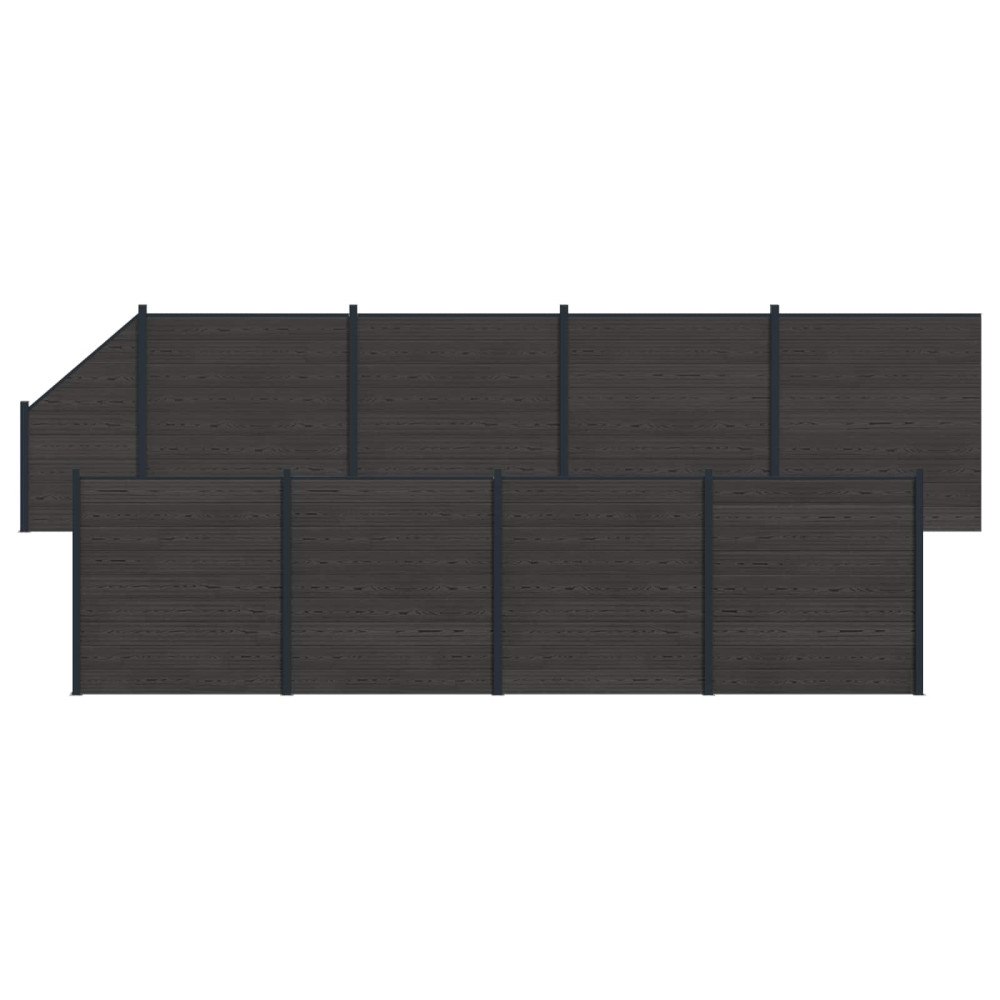 vidaXL Stängselpanel 9 pcs WPC och aluminium Svart