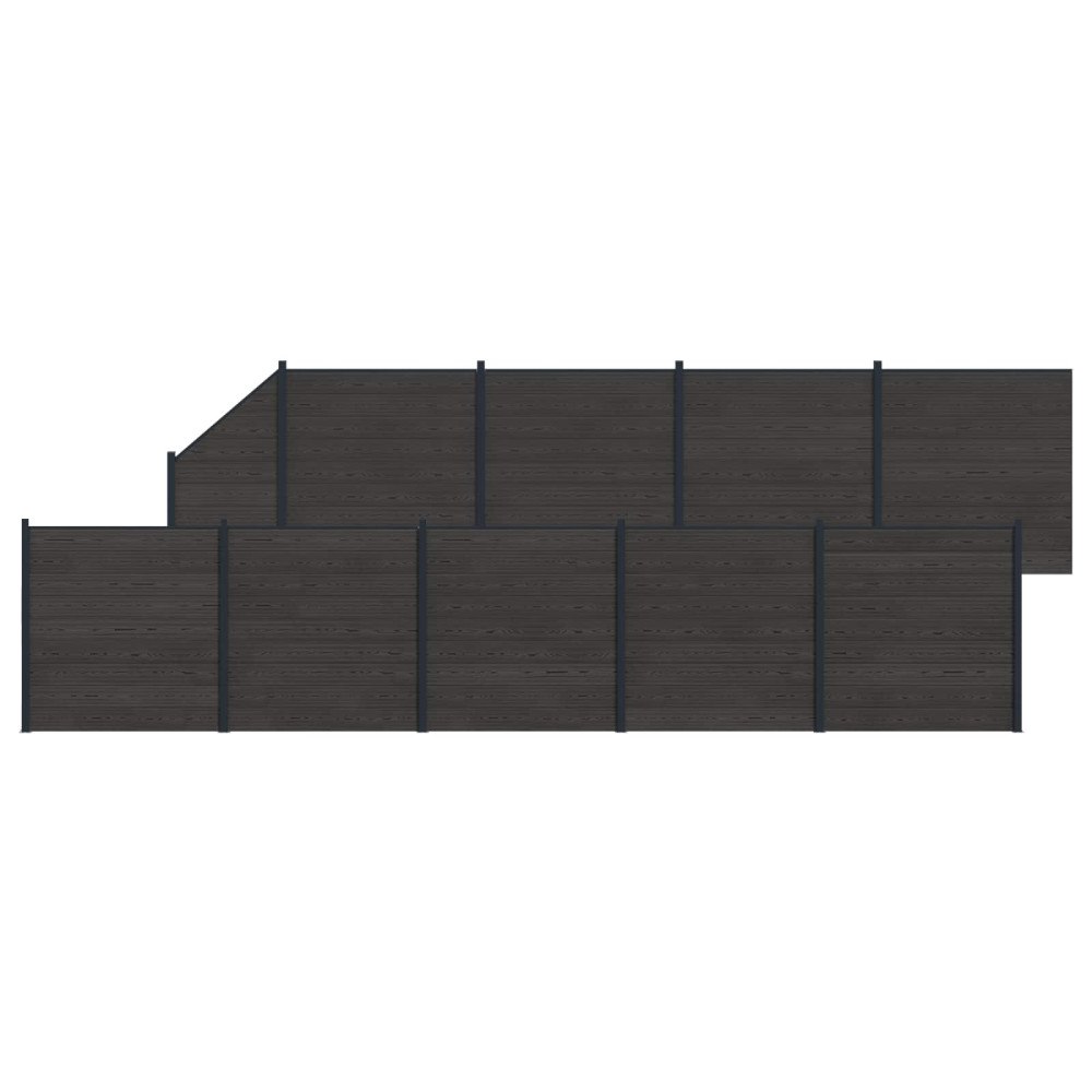 vidaXL Stängselpanel 10 pcs WPC och aluminium Svart