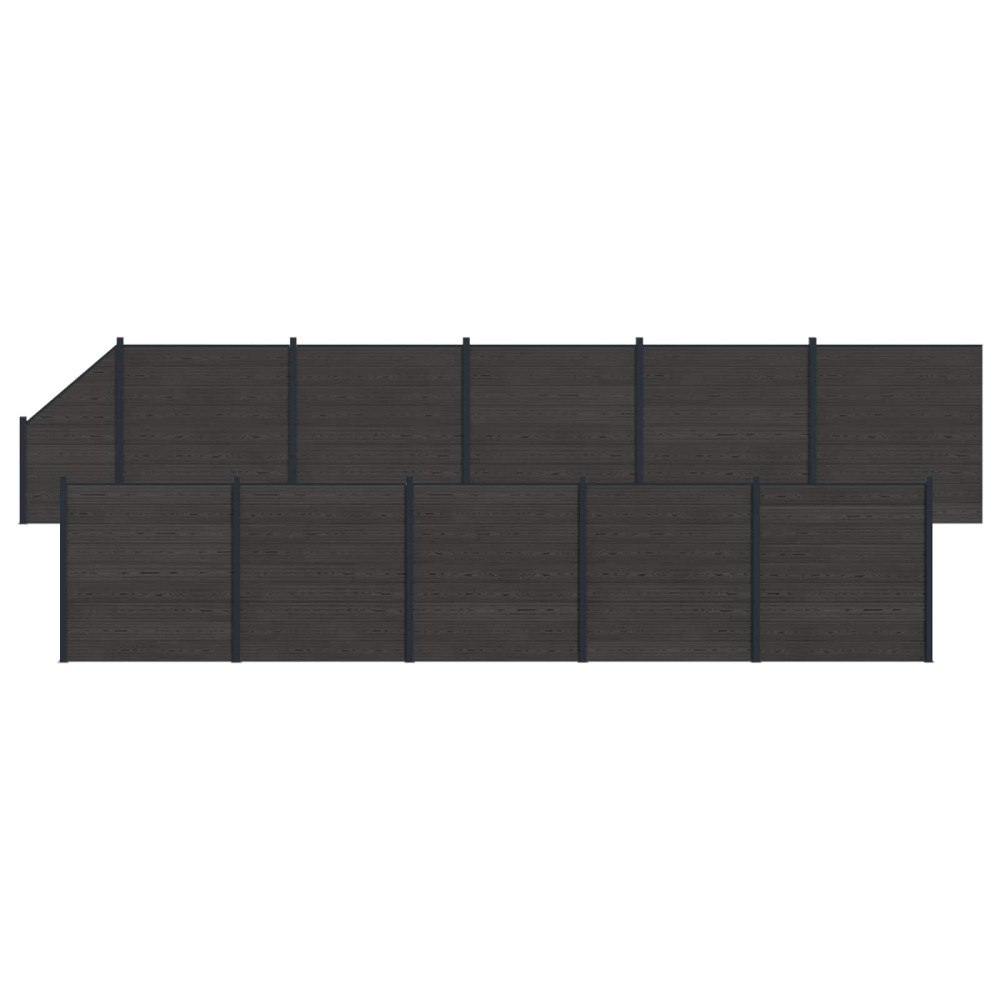 vidaXL Stängselpanel 11 pcs WPC och aluminium Svart