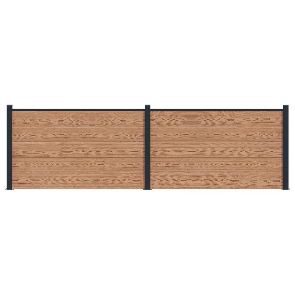 vidaXL Stängselpanel 2 pcs WPC och aluminium Brun
