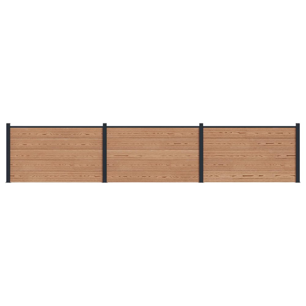 vidaXL Stängselpanel 3 pcs WPC och aluminium Brun