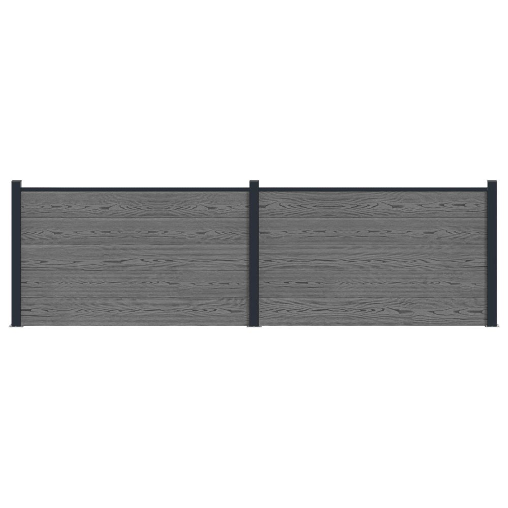 vidaXL Stängselpanel 2 pcs WPC och aluminium Grå