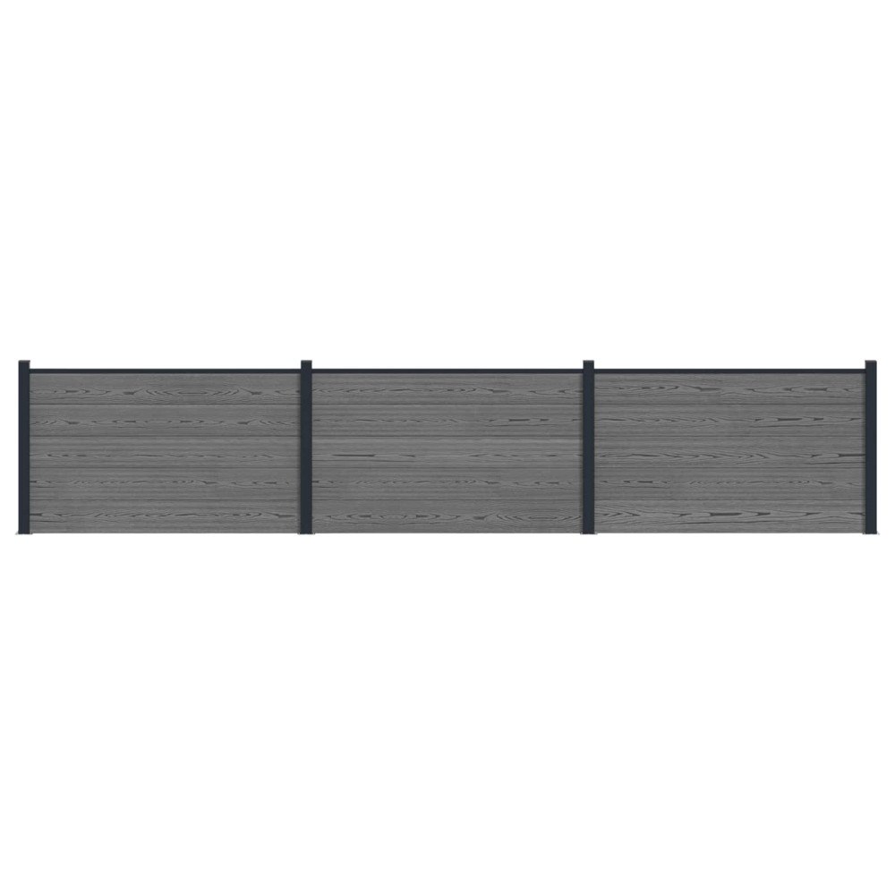 vidaXL Stängselpanel 3 pcs WPC och aluminium Grå