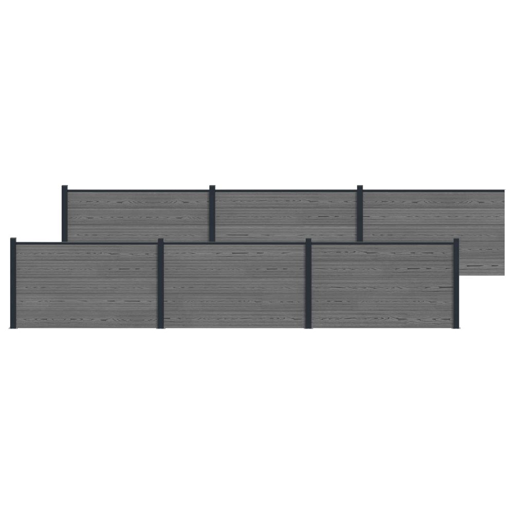 vidaXL Stängselpanel 6 pcs WPC och aluminium Grå