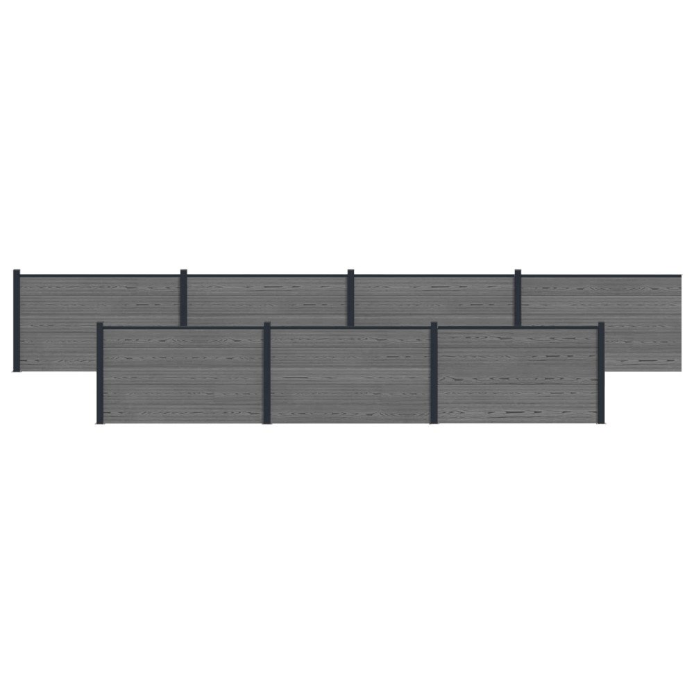 vidaXL Stängselpanel 7 pcs WPC och aluminium Grå