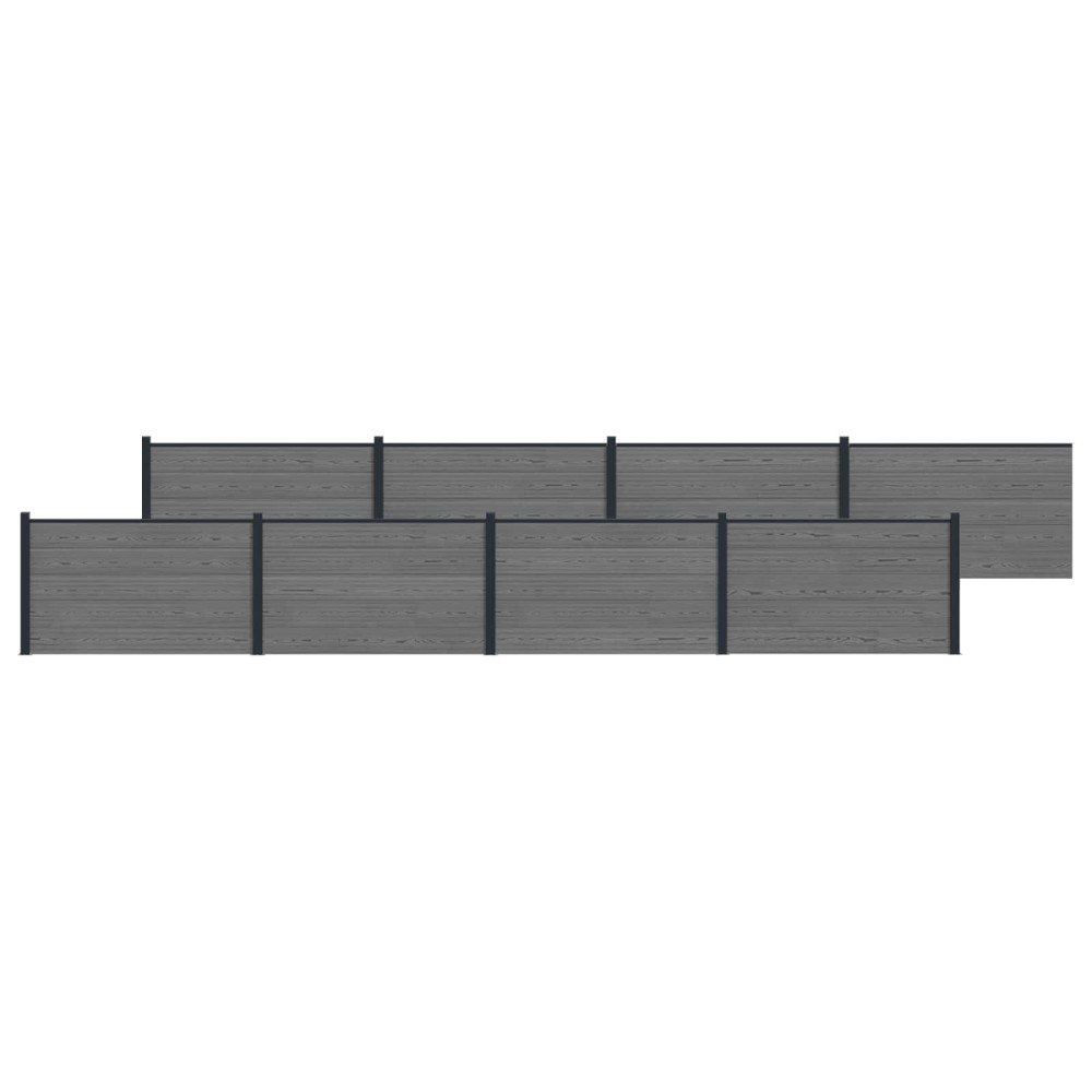 vidaXL Stängselpanel 8 pcs WPC och aluminium Grå