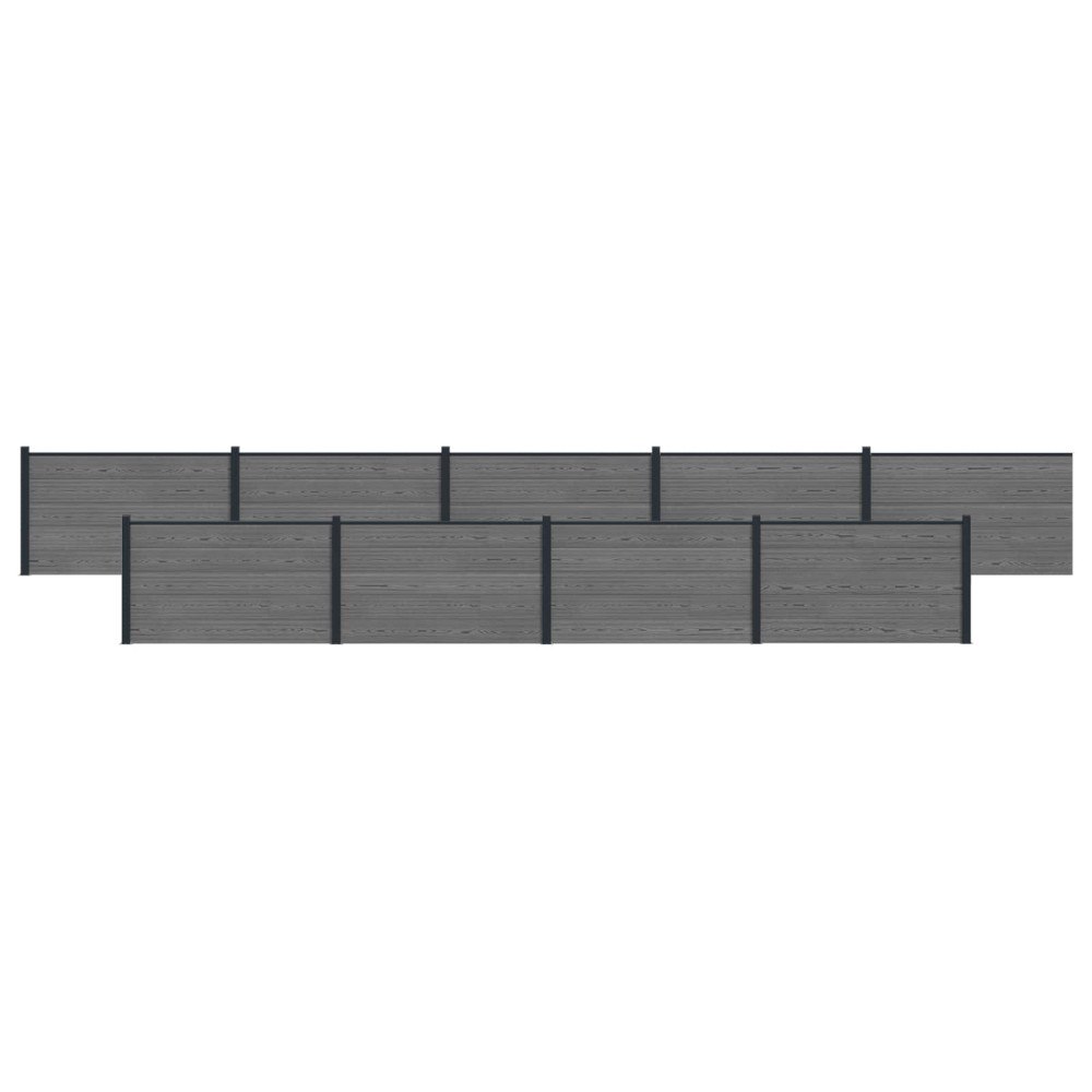 vidaXL Stängselpanel 9 pcs WPC och aluminium Grå