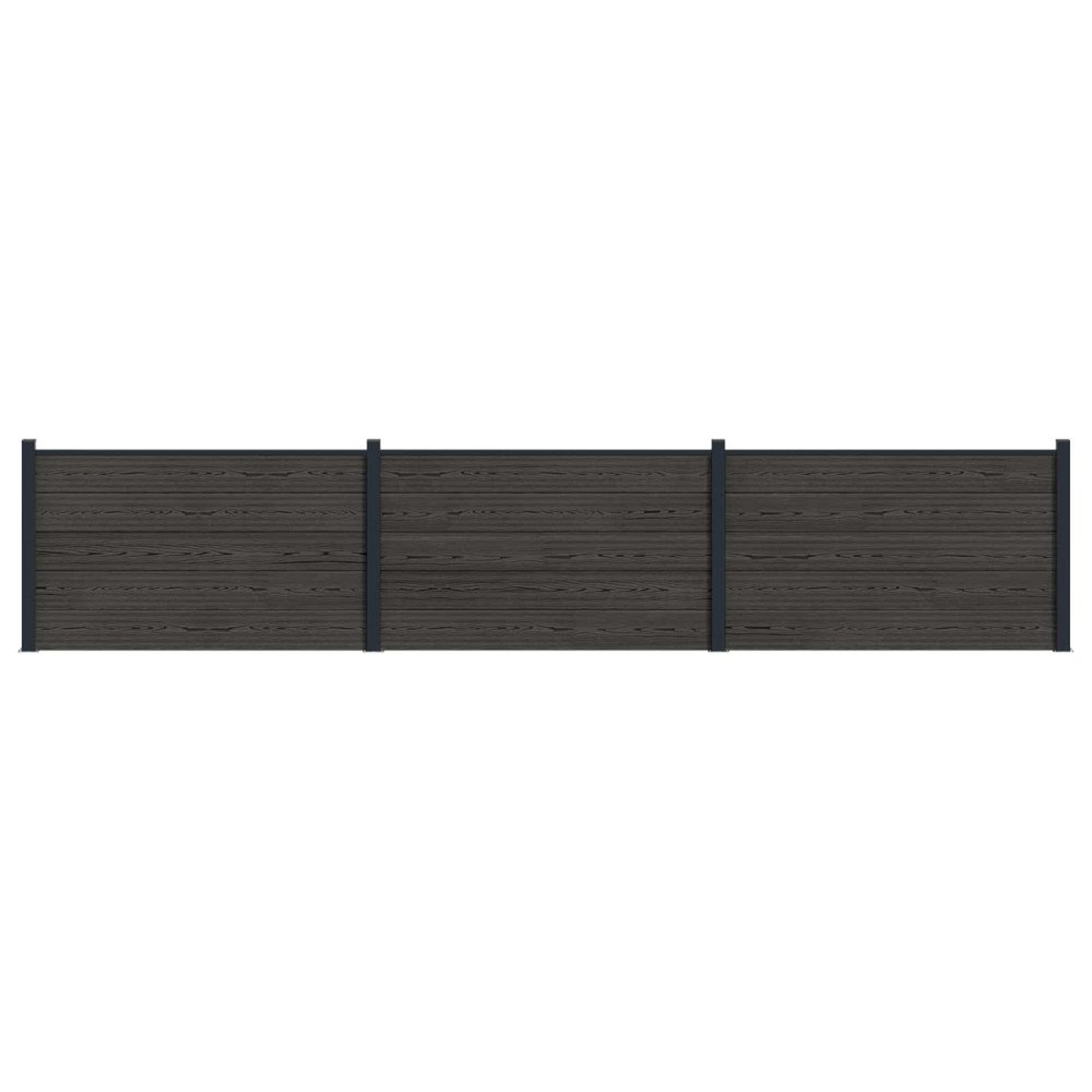 vidaXL Stängselpanel 3 pcs WPC och aluminium Svart