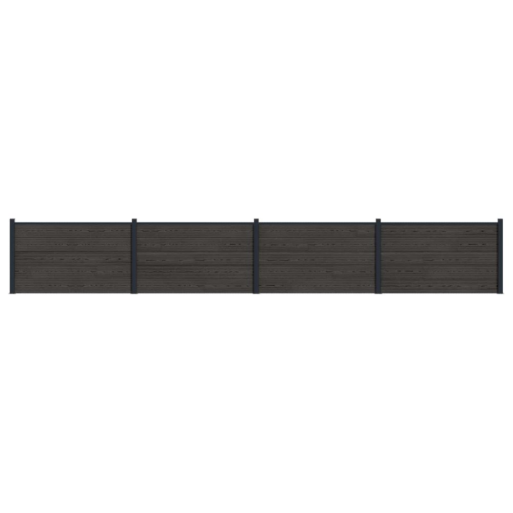 vidaXL Stängselpanel 4 pcs WPC och aluminium Svart
