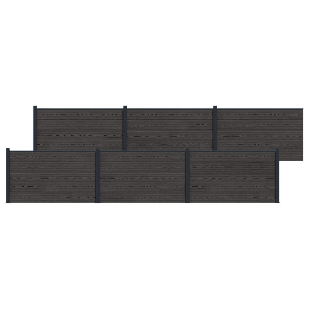 vidaXL Stängselpanel 6 pcs WPC och aluminium Svart