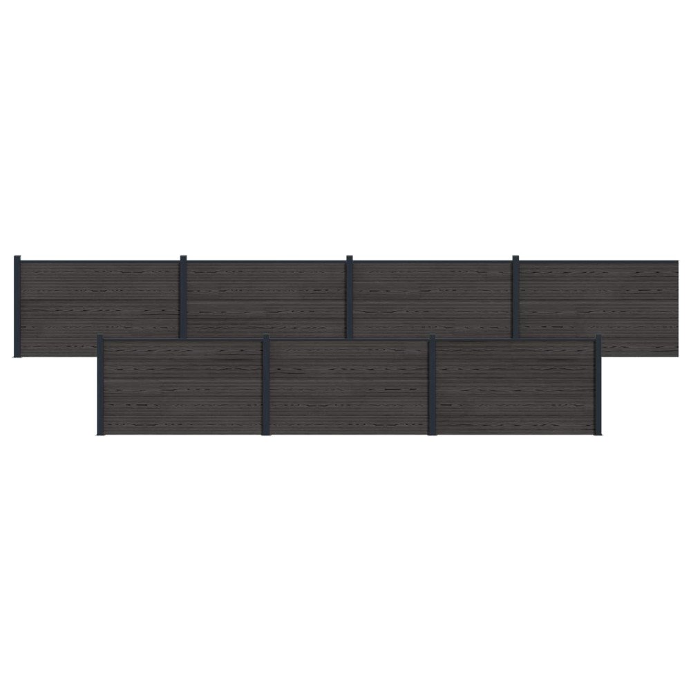 vidaXL Stängselpanel 7 pcs WPC och aluminium Svart