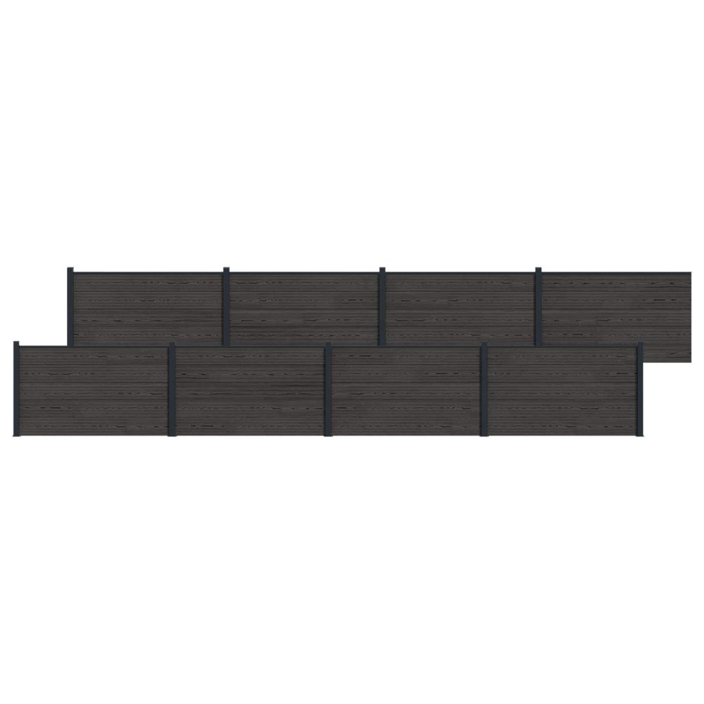 vidaXL Stängselpanel 8 pcs WPC och aluminium Svart