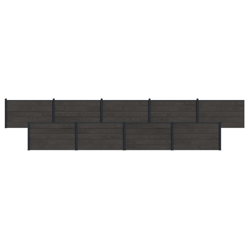 vidaXL Stängselpanel 9 pcs WPC och aluminium Svart