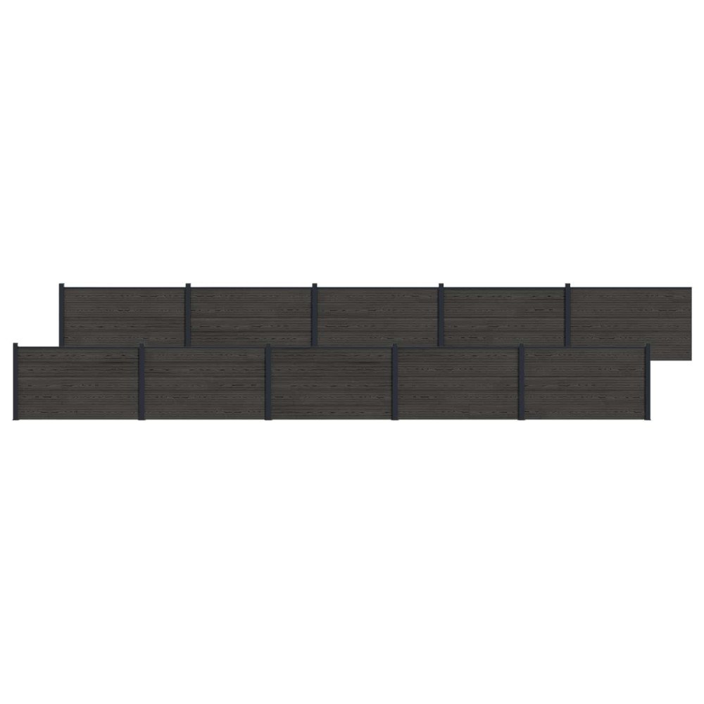 vidaXL Stängselpanel 10 pcs WPC och aluminium Svart