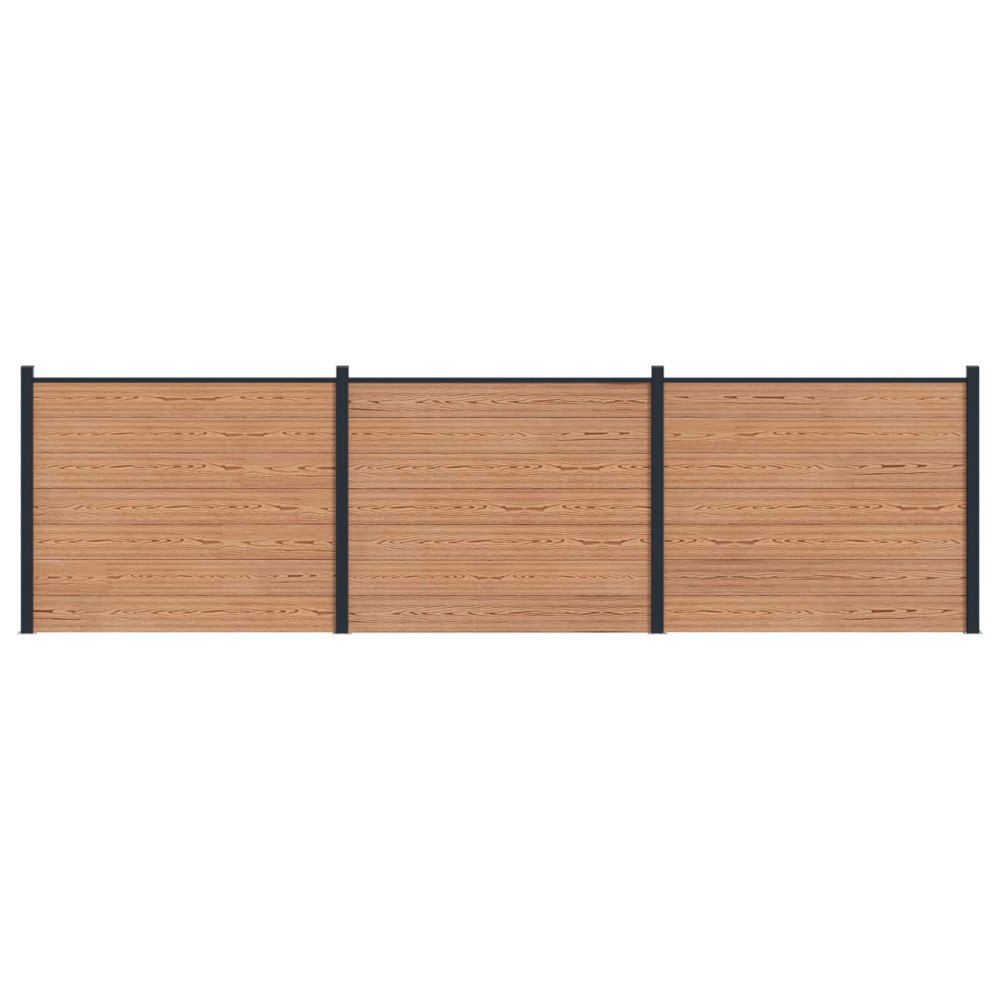 vidaXL Stängselpanel 3 pcs WPC och aluminium Brun
