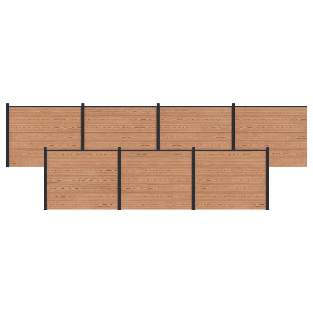 vidaXL Stängselpanel 7 pcs WPC och aluminium Brun