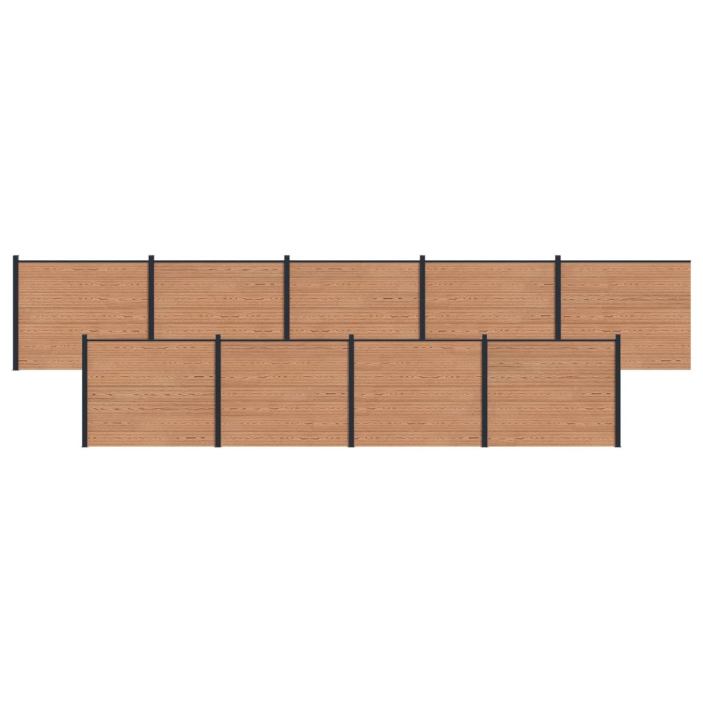 vidaXL Stängselpanel 9 pcs WPC och aluminium Brun