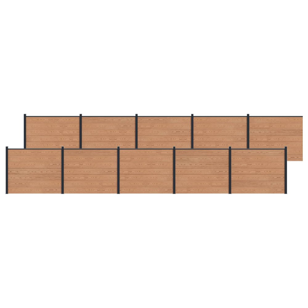 vidaXL Stängselpanel 10 pcs WPC och aluminium Brun