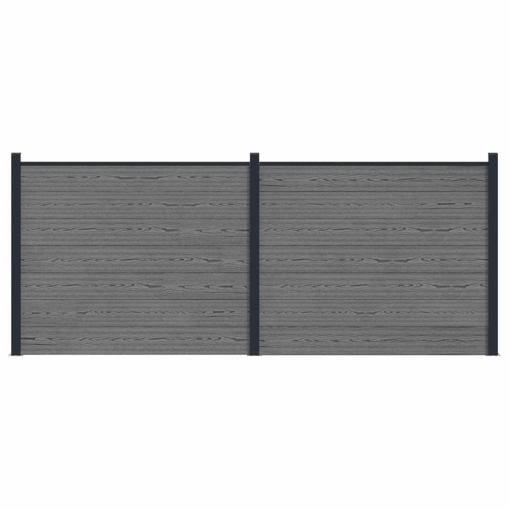 vidaXL Stängselpanel 2 pcs WPC och aluminium Grå