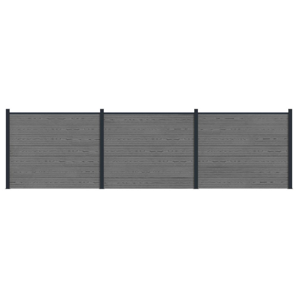 vidaXL Stängselpanel 3 pcs WPC och aluminium Grå