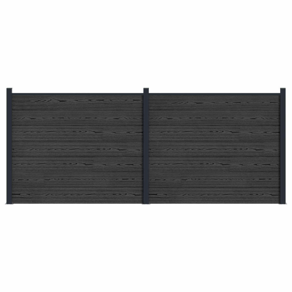 vidaXL Stängselpanel 2 pcs WPC och aluminium Svart