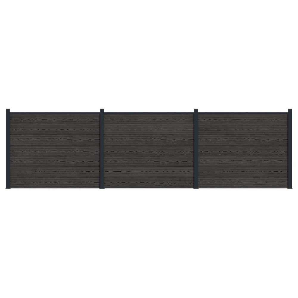 vidaXL Stängselpanel 3 pcs WPC och aluminium Svart