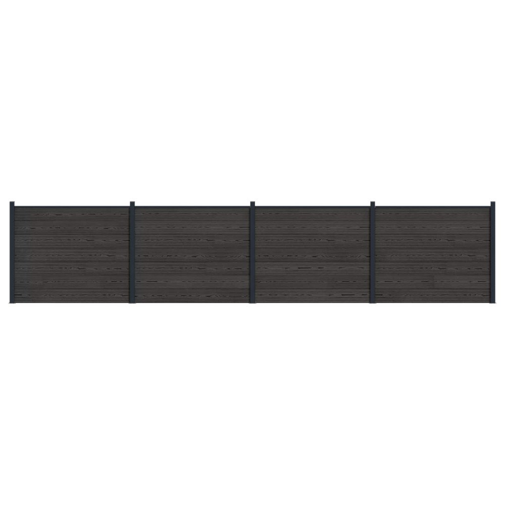 vidaXL Stängselpanel 4 pcs WPC och aluminium Svart