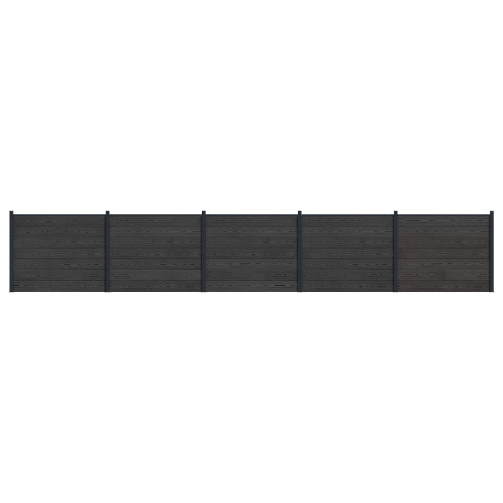 vidaXL Stängselpanel 5 pcs WPC och aluminium Svart
