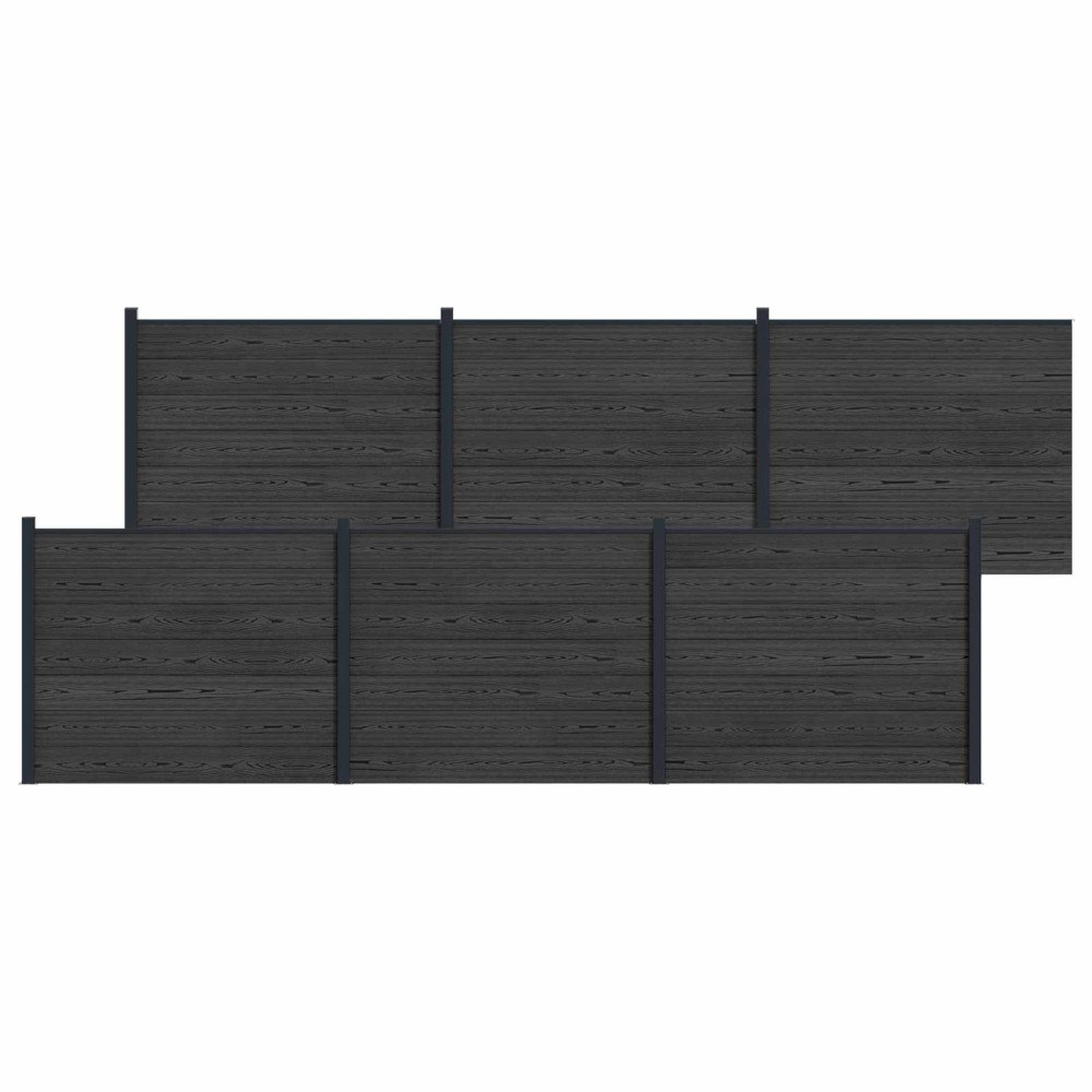 vidaXL Stängselpanel 6 pcs WPC och aluminium Svart