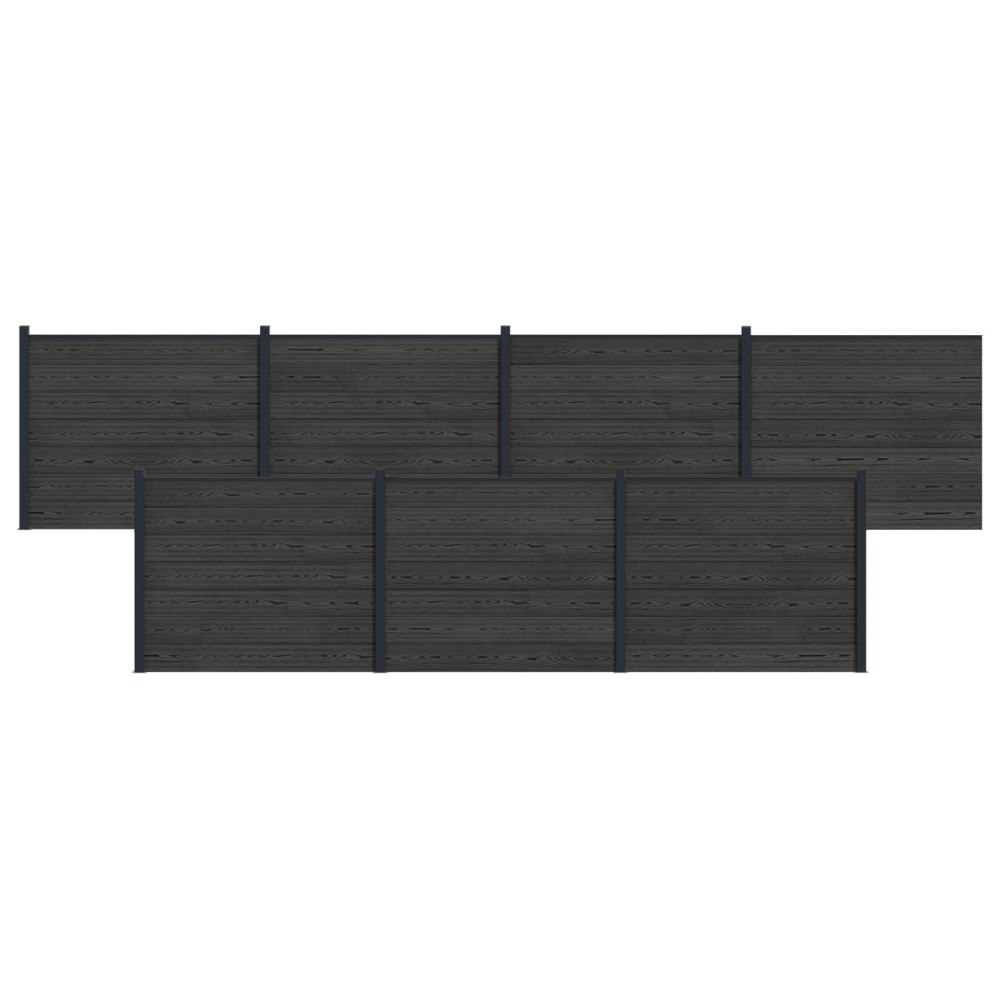 vidaXL Stängselpanel 7 pcs WPC och aluminium Svart