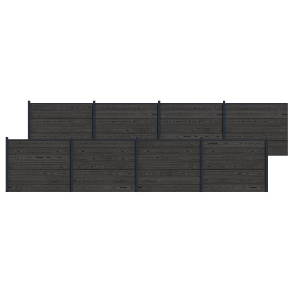 vidaXL Stängselpanel 8 pcs WPC och aluminium Svart