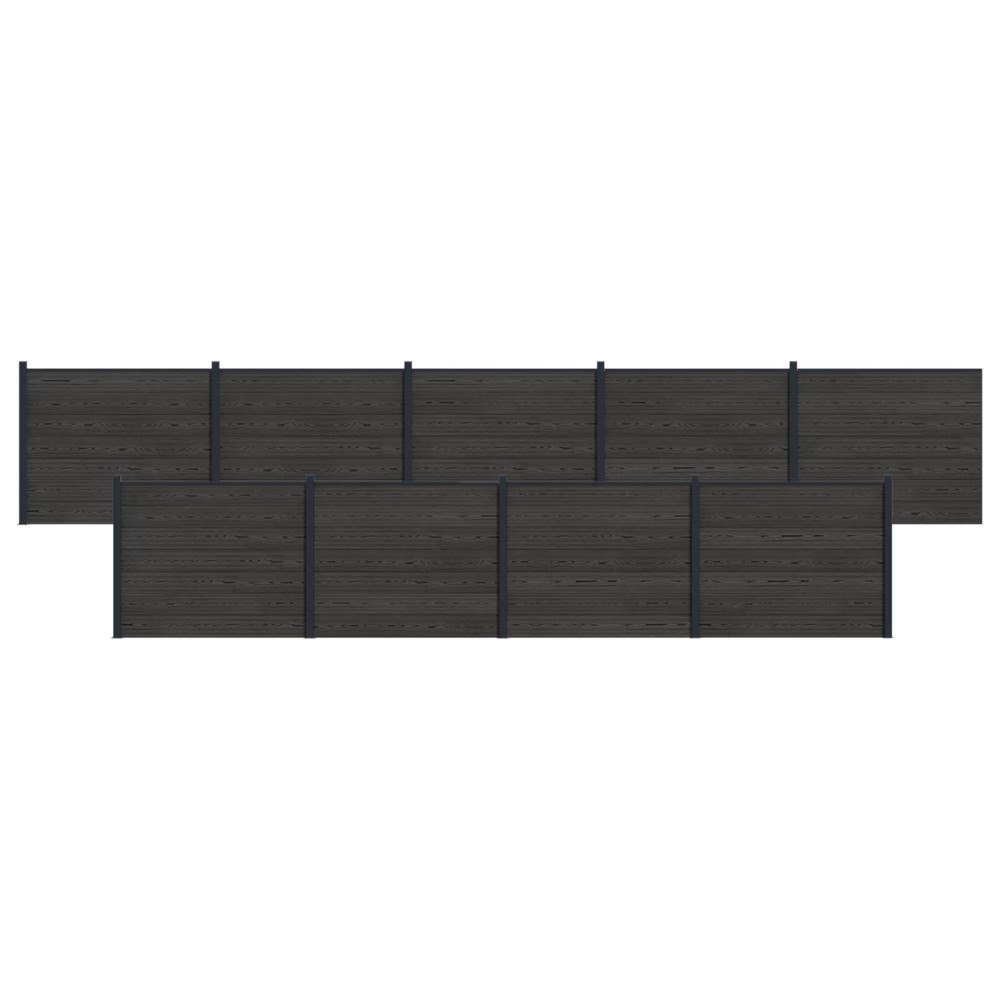 vidaXL Stängselpanel 9 pcs WPC och aluminium Svart