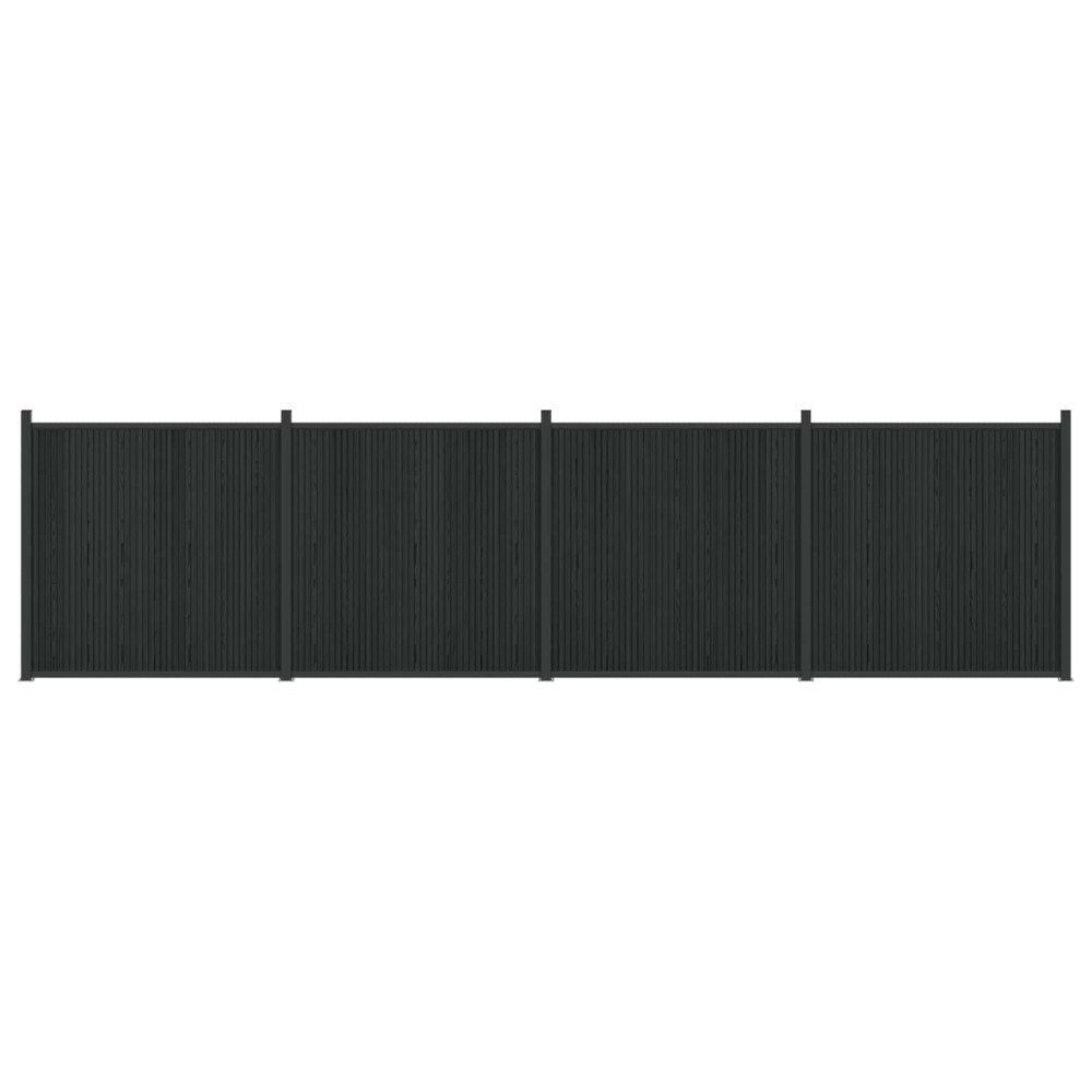 vidaXL Stängselpanel 4 pcs WPC och aluminium Svart