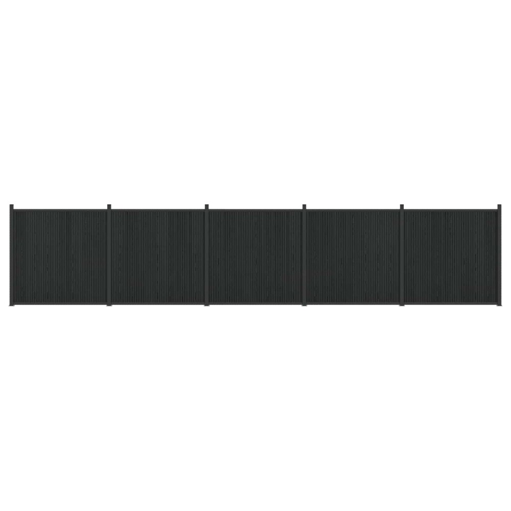 vidaXL Stängselpanel 5 pcs WPC och aluminium Svart