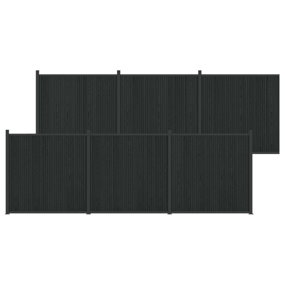 vidaXL Stängselpanel 6 pcs WPC och aluminium Svart