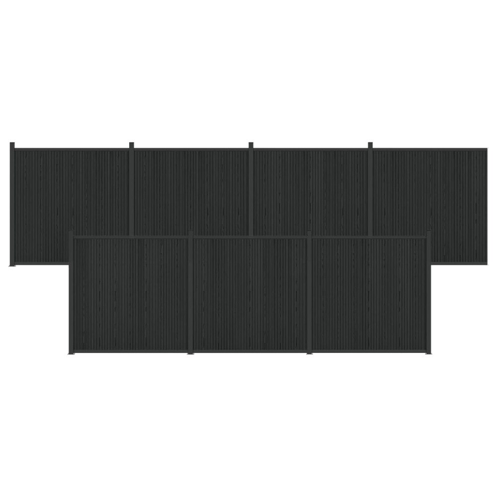 vidaXL Stängselpanel 7 pcs WPC och aluminium Svart