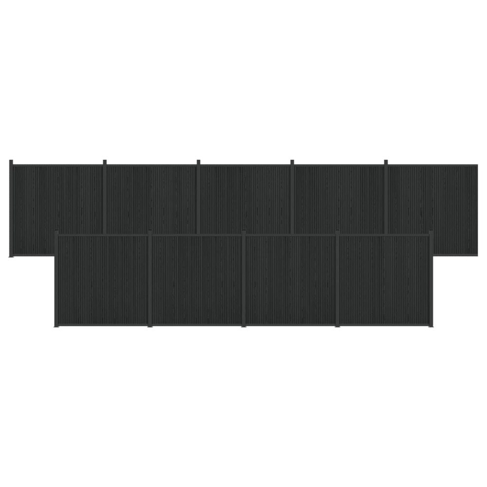 vidaXL Stängselpanel 9 pcs WPC och aluminium Svart