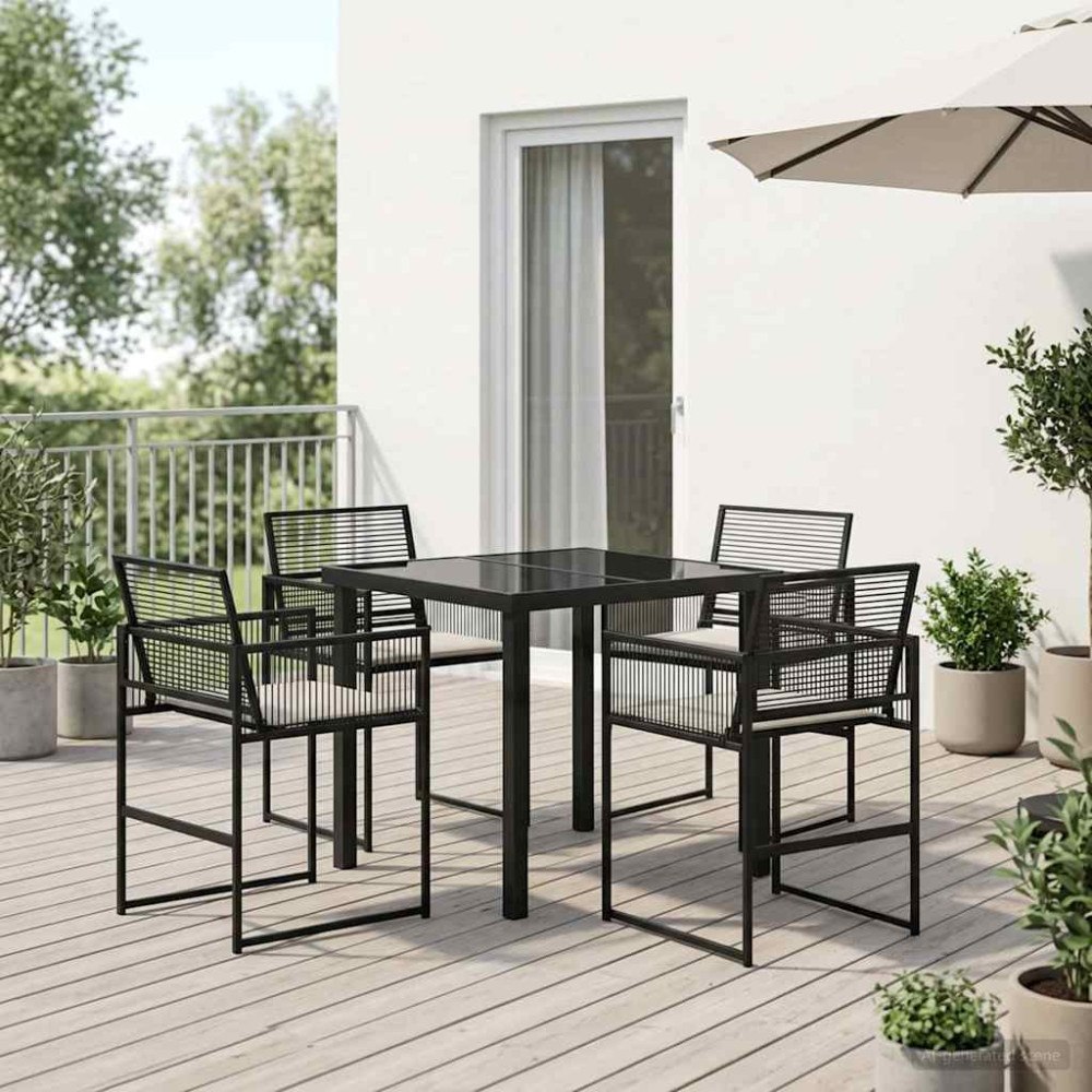 vidaXL Trädgårdsmöbelset 5 pcs Svart konstrotting