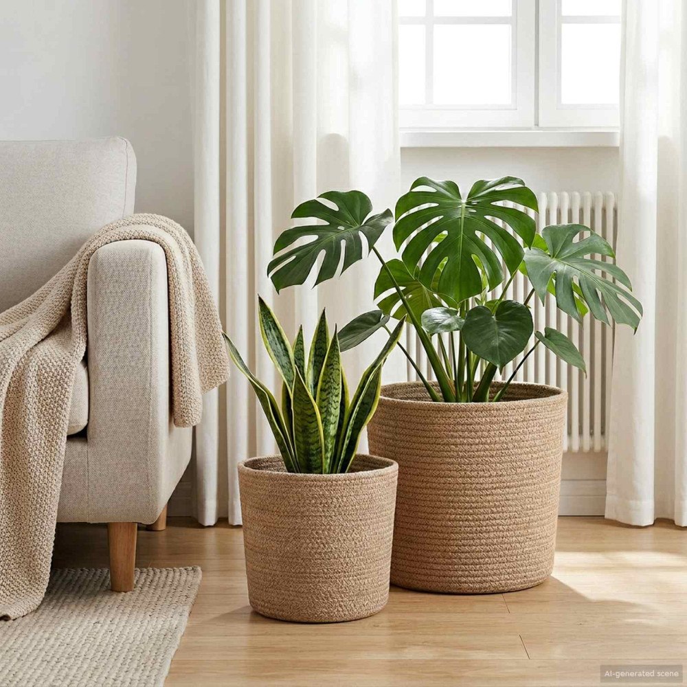 vidaXL Krukset för Växter 2 pcs Naturlig Ø 28 x 28 cm 100% Tossa Jute