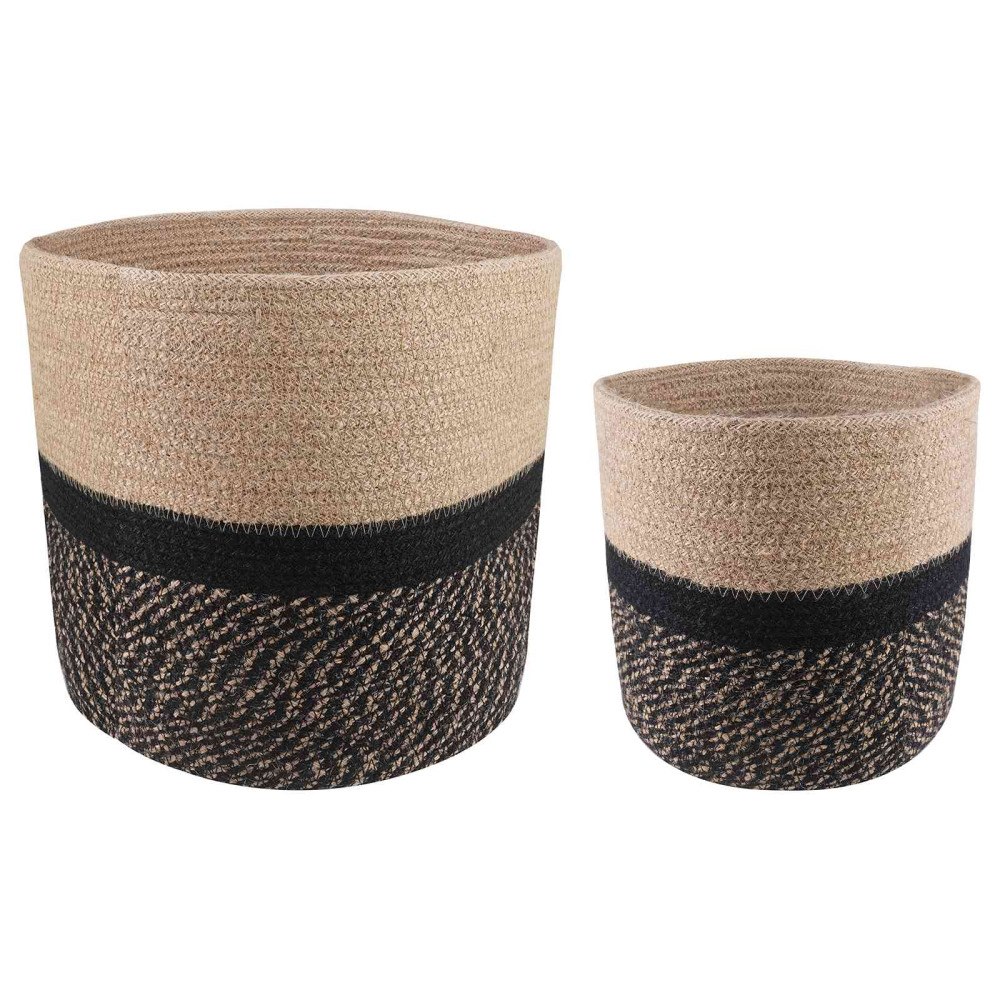 vidaXL Krukset för Växter 2 pcs Naturlig och svart Ø 28 x 28 cm