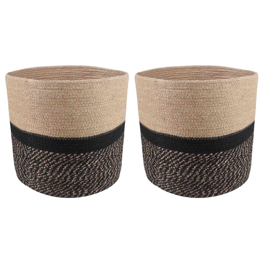 vidaXL Krukset för Växter 2 pcs Naturlig och svart Ø 28 x 28 cm