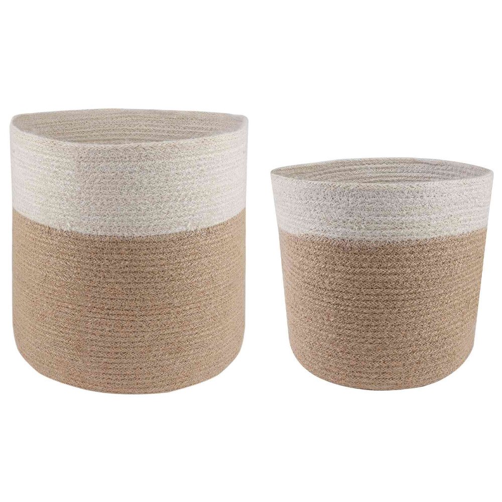 vidaXL Krukset för Växter 2 pcs Naturlig och vit Ø 28 x 28 cm