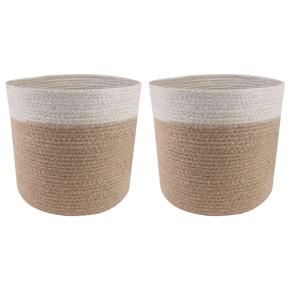 vidaXL Krukset för Växter 2 pcs Naturlig och vit Ø 21 x 21 cm