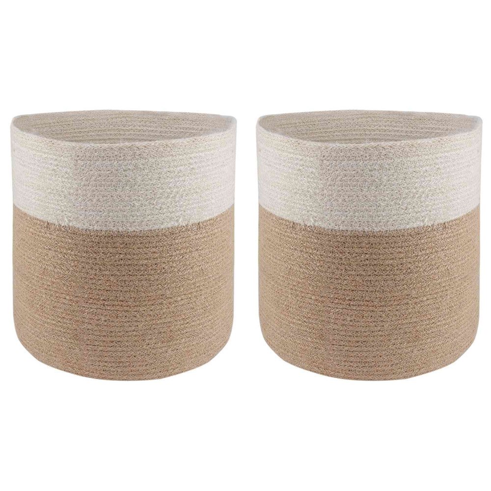 vidaXL Krukset för Växter 2 pcs Naturlig och vit Ø 28 x 28 cm