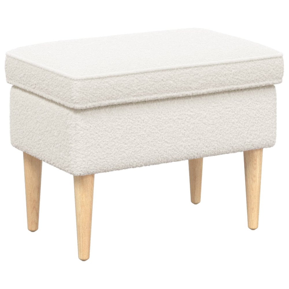 vidaXL Fotpall Gräddvit 55 x 35 x 41 cm Bouclé